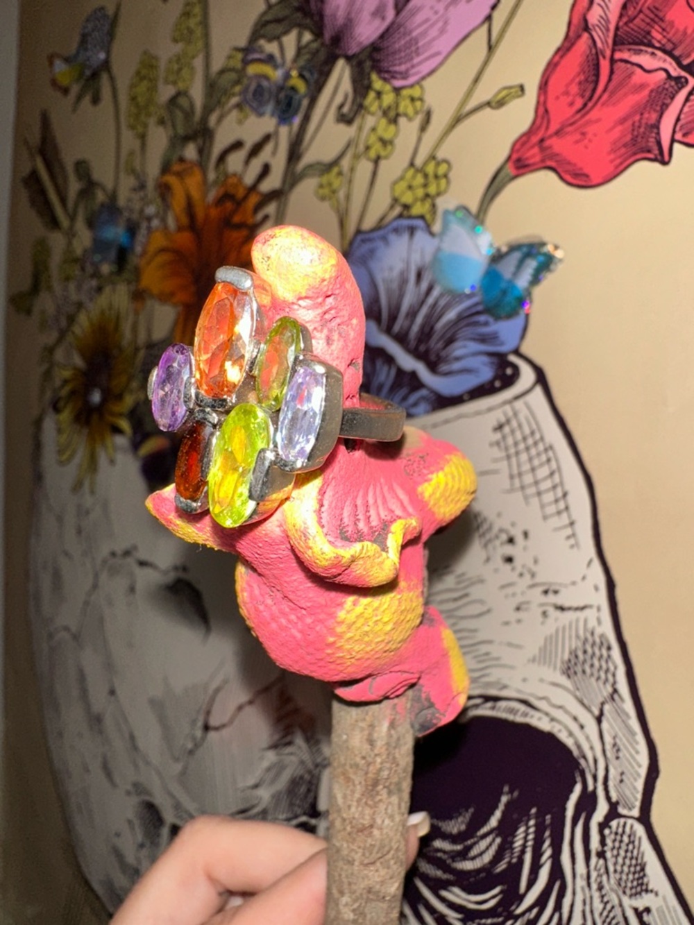 Multi-Stone Colorful Cocktail Ring - Picture 5 of 6